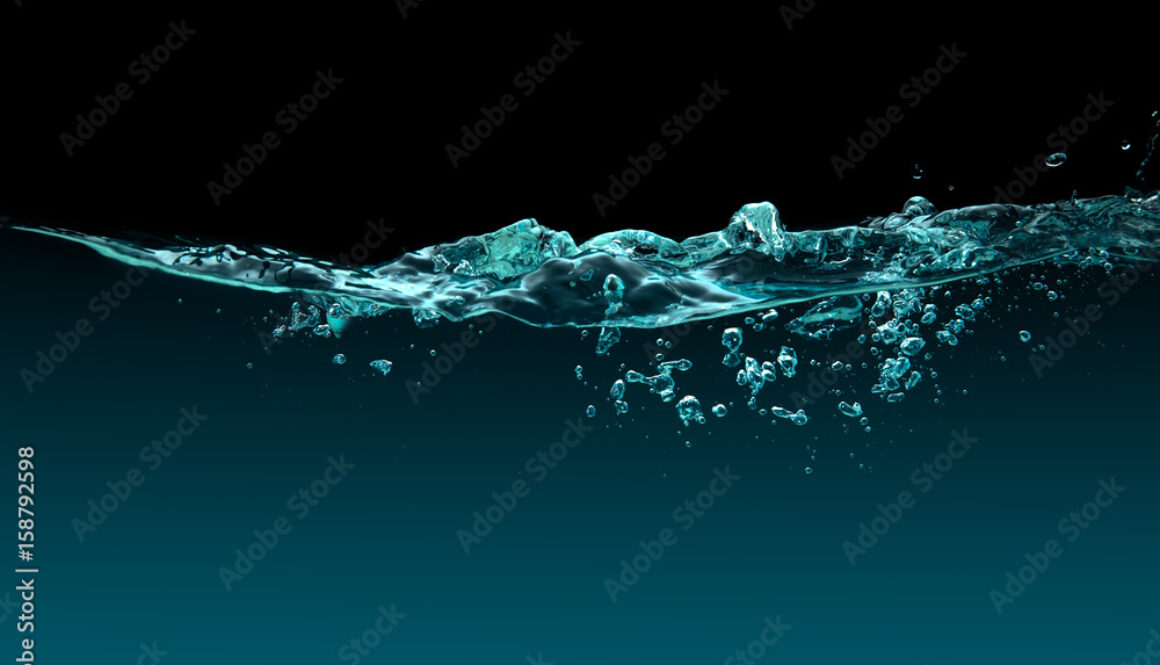 Waterline. Healthy and Fresh Water with oxygen bubbles