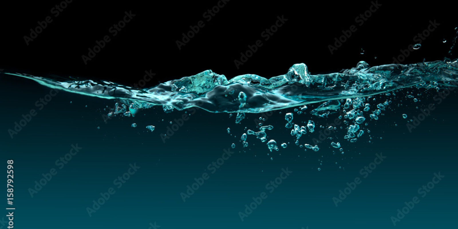 Waterline. Healthy and Fresh Water with oxygen bubbles